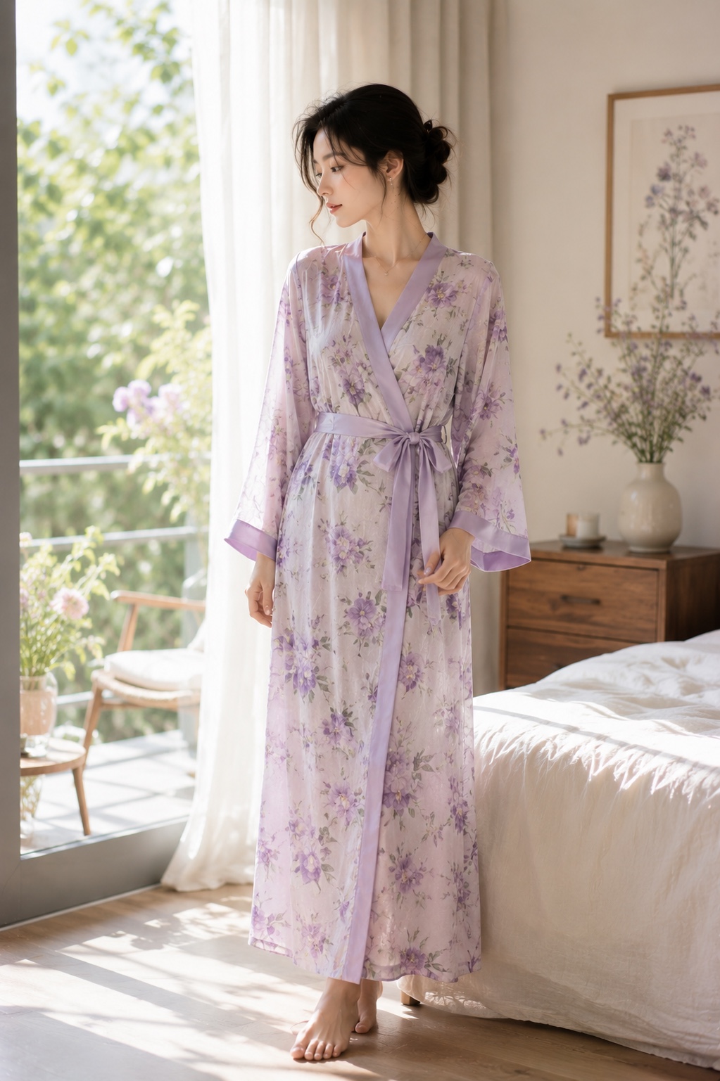 薰衣草丝 · 花卉印花家居袍
